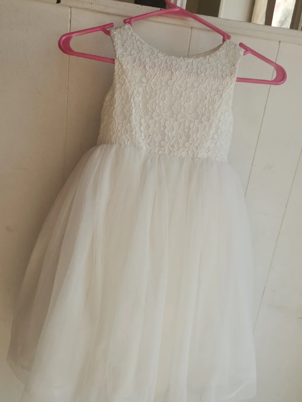 David's Bridal White Lace Bodice Tulle Dress for Girls - Picture 1 of 5